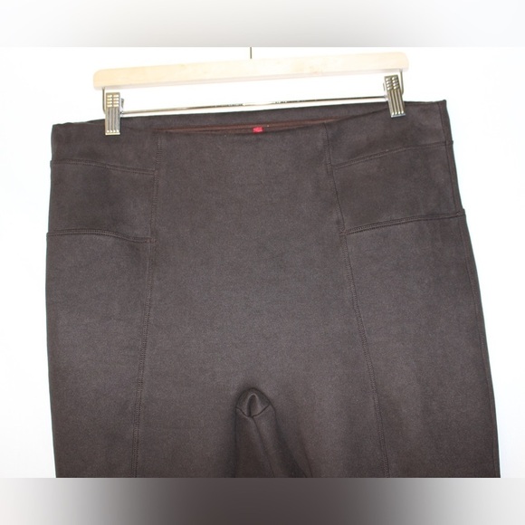Spanx High Waist Brown Faux Suede Leggings Size 1X Petite - Picture 5 of 10